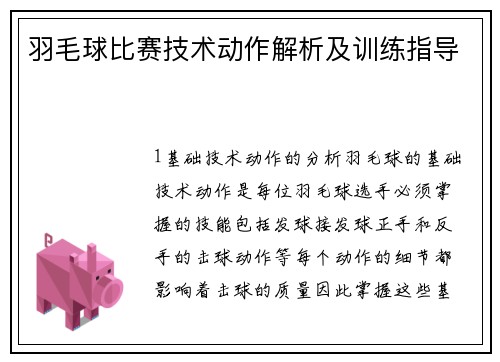 羽毛球比赛技术动作解析及训练指导